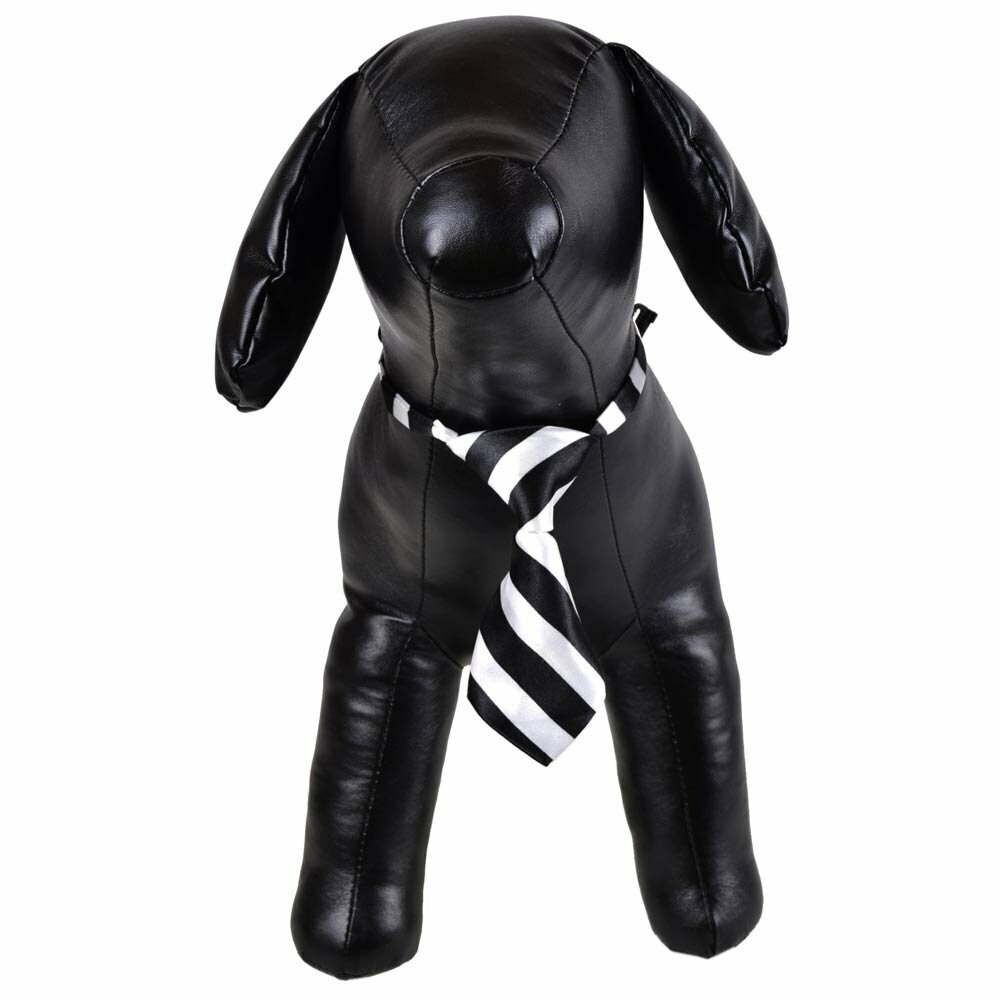 Necktie for dogs black, white striped