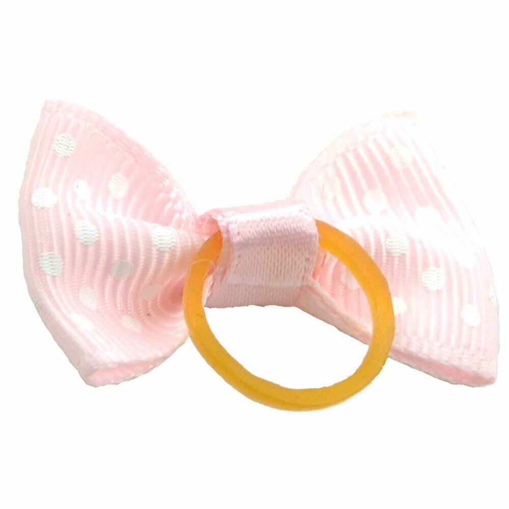 Dog hair bow rubberring light pink with dots by GogiPet