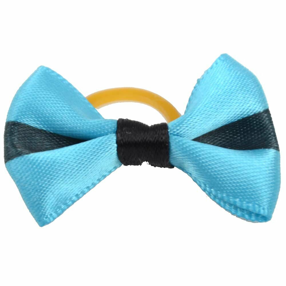 Dog bow with rubber ring - "Julio blue" by GogiPet
