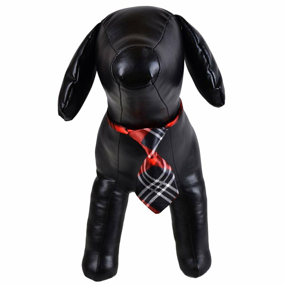 Necktie for dogs red, black plaid