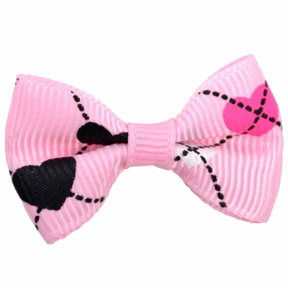 Handmade dog bow "Heartbeat light pink" by GogiPet