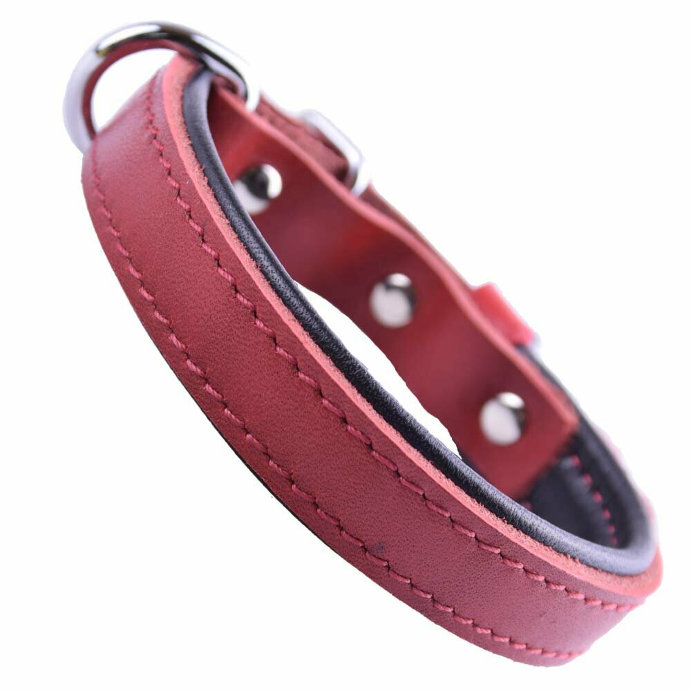 GogiPet® Soft leather dog collar red