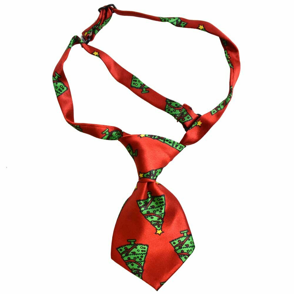 Tie for dogs red with Christmas tree by GogiPet