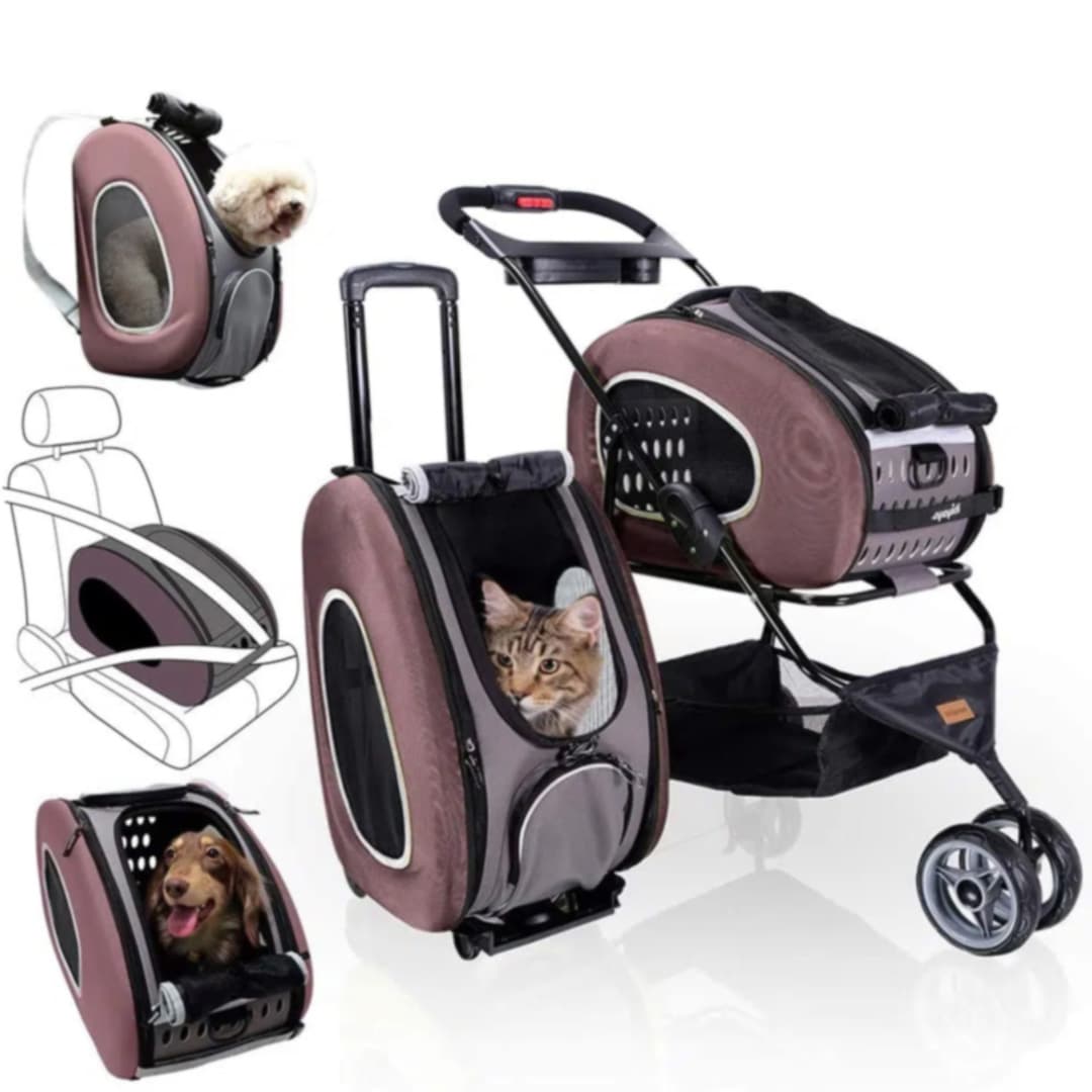 5 - 1 Combo Pet Carrier / Pet Stroller brown