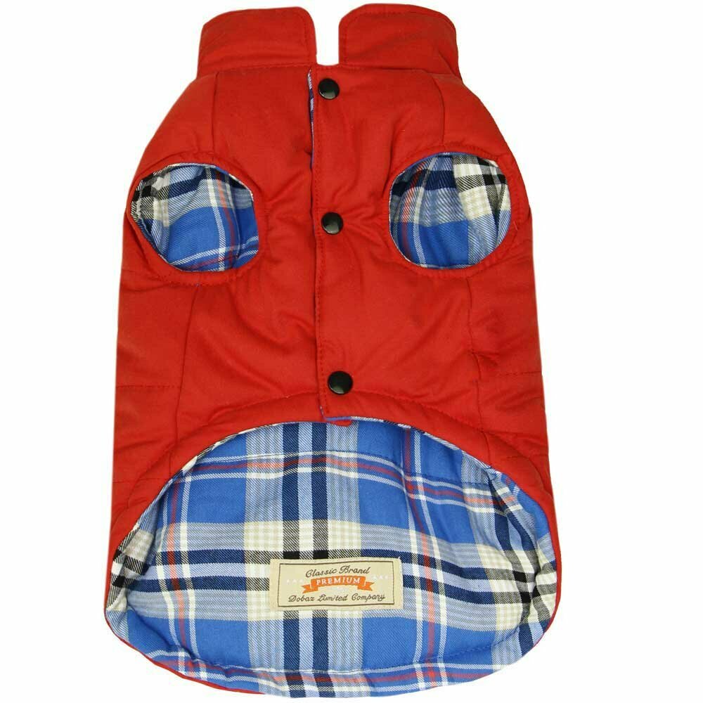 Warm jacket for dogs checkered blue or red parka