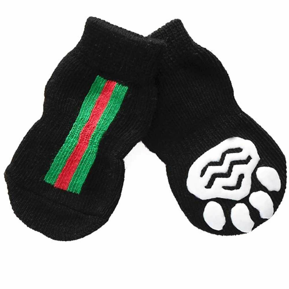 Anti-slip dog socks black with stripes