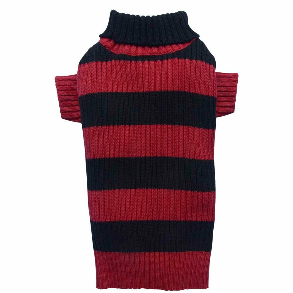 dog clothes Knitted Sweater for dogs red striped of DoggyDolly