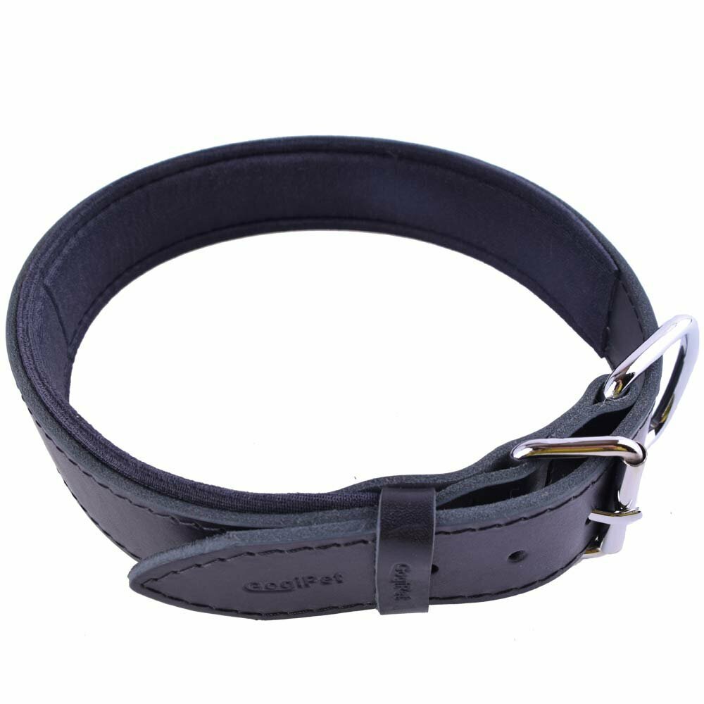 GogiPet® comfort leather dog collar black