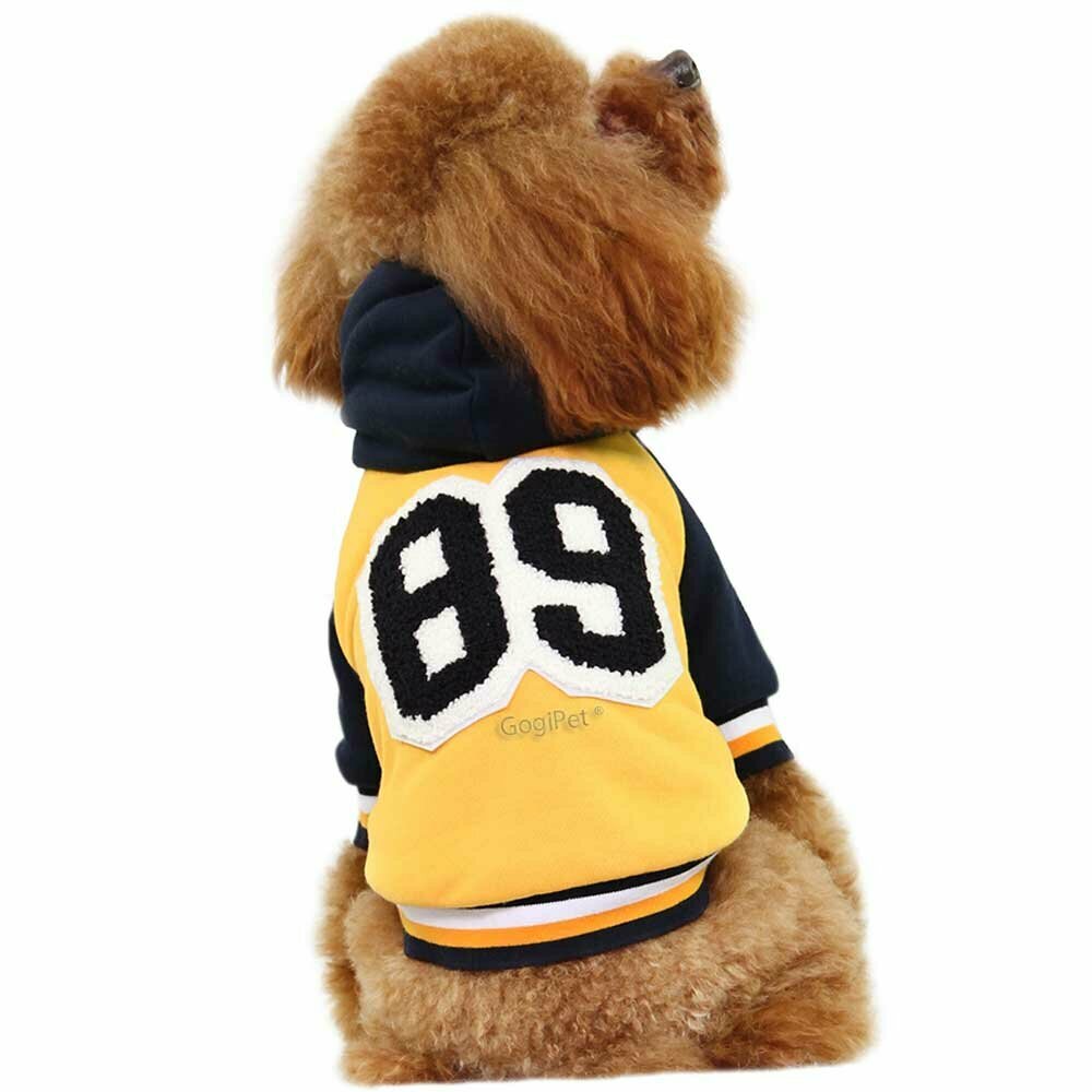GogiPet dog jacket yellow - warm Baseball dog jacket for winter