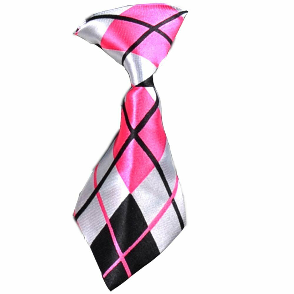 Tie for dogs black, white, pink, checkered
