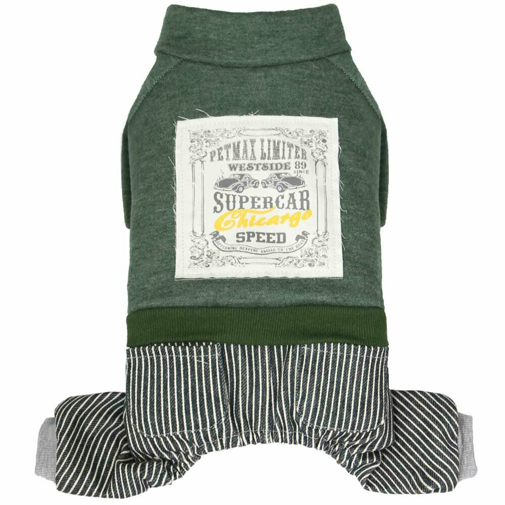Warm cotton overall for dogs - Green Supercar dog clothes