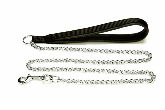 Handmade GogiPet® nylon handle dog leash with chain