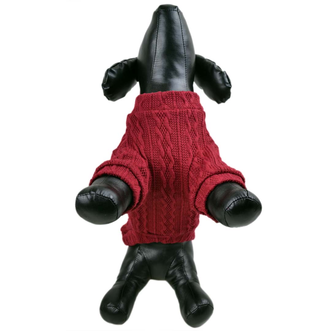 High neck dog clothing - red knit dog pullover