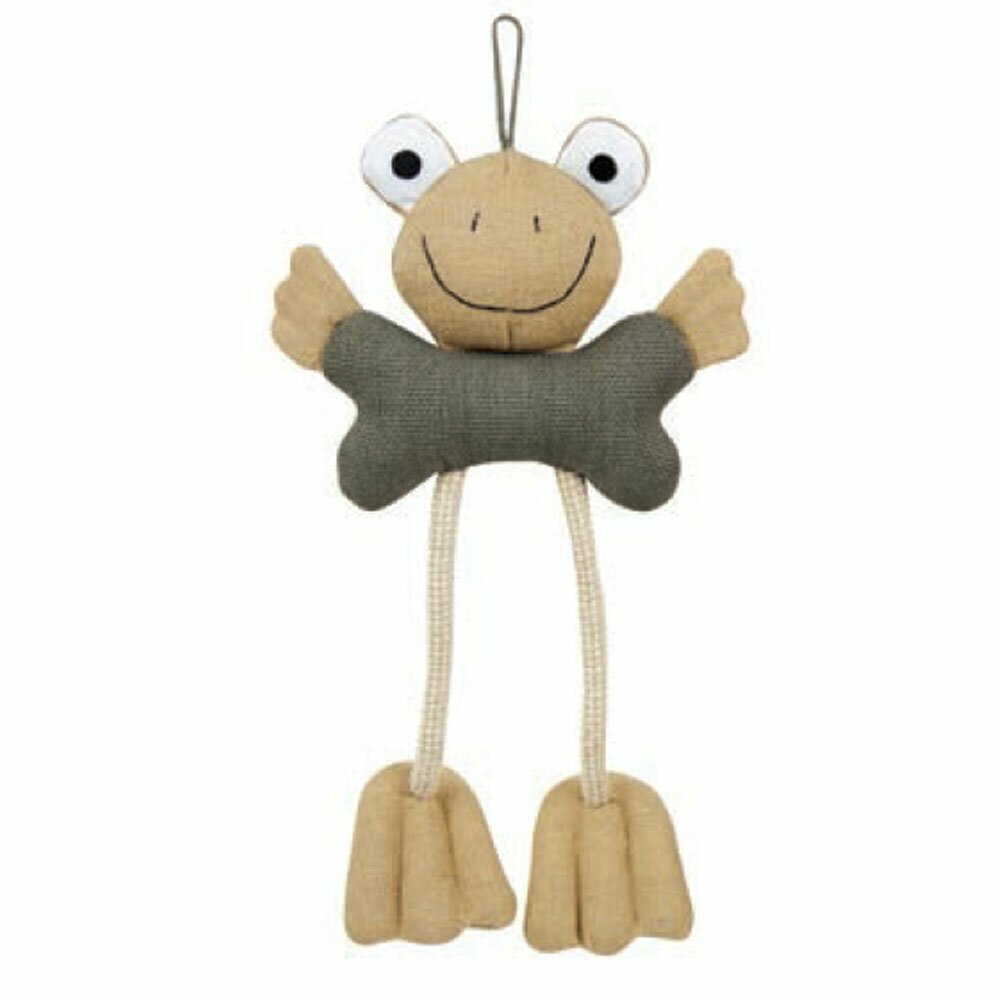Natural fiber dog toy with long legs frog Quaki