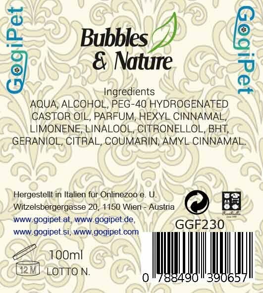 GogiPet cat products without animal testing - Bubbles & Nature