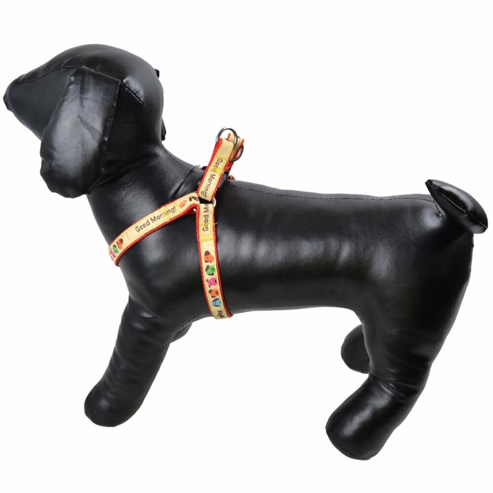 Dog harness red - "Good Morning" S