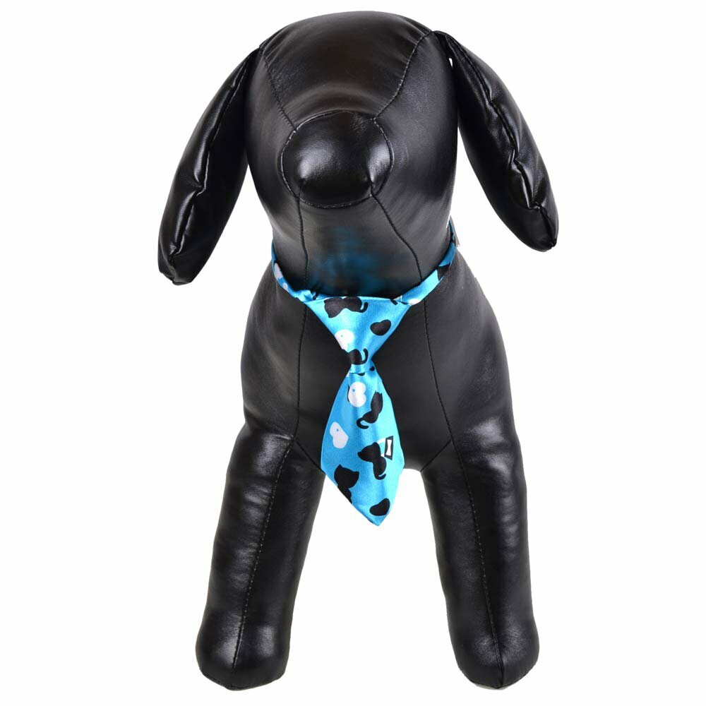 Necktie for dogs blue with white dots