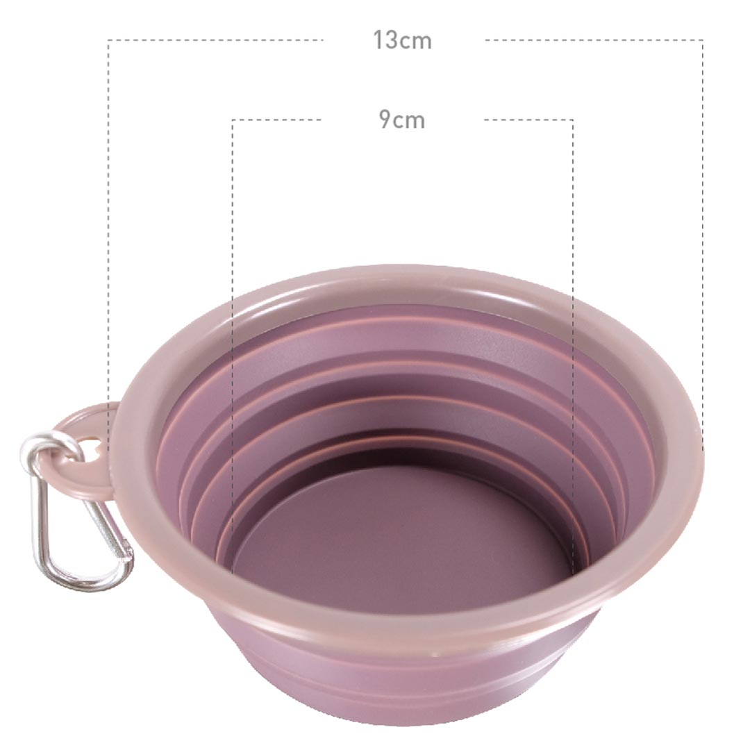 Collapsible feeding bowl from 9 cm to 13 cm diameter