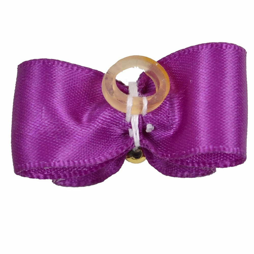 Dog bows purple with glitter rainbow and pearl