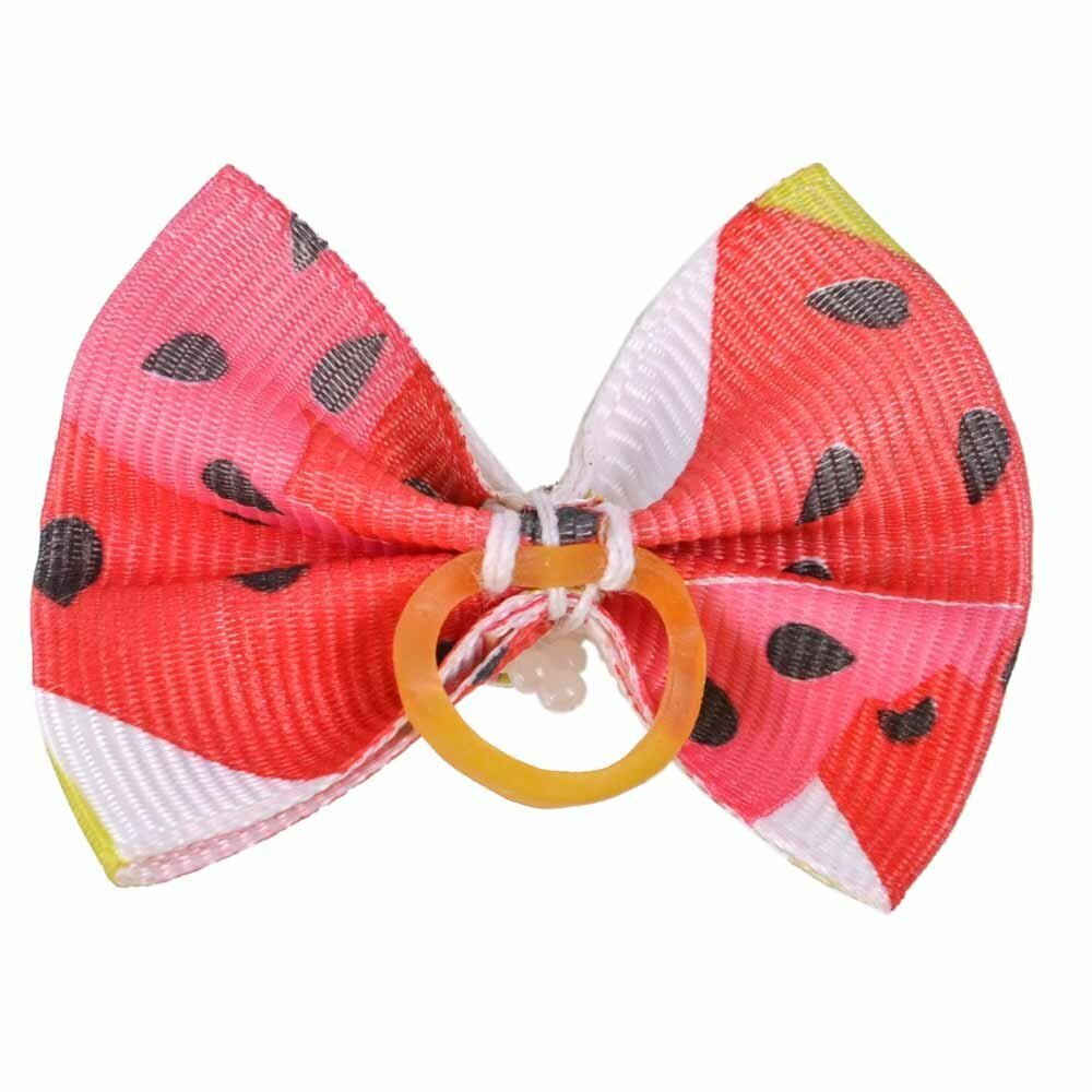 Dog bow with rubber ring - stone and white star by GogiPet