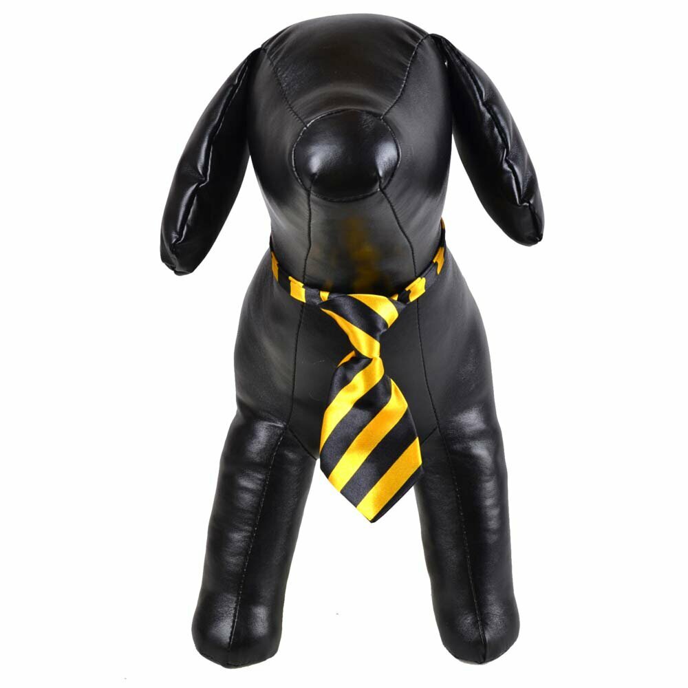 Necktie for dogs black, yellow striped