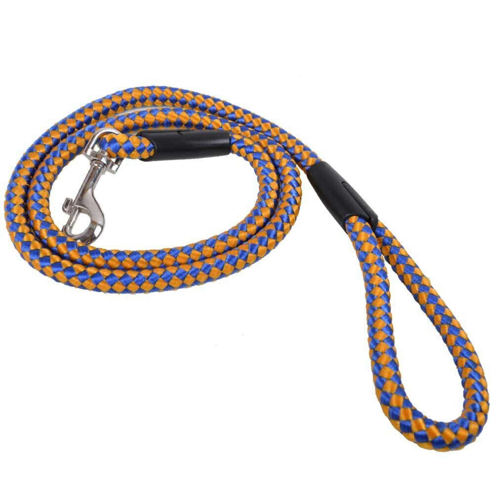 Woven dog leash made of sturdy nylon fabric black blue