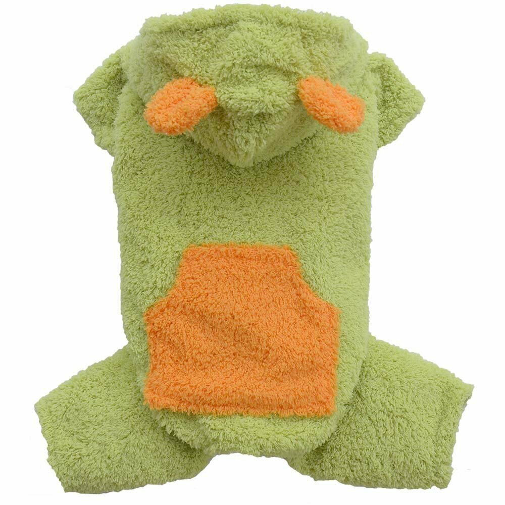 Cuddly dog pullover with green ears