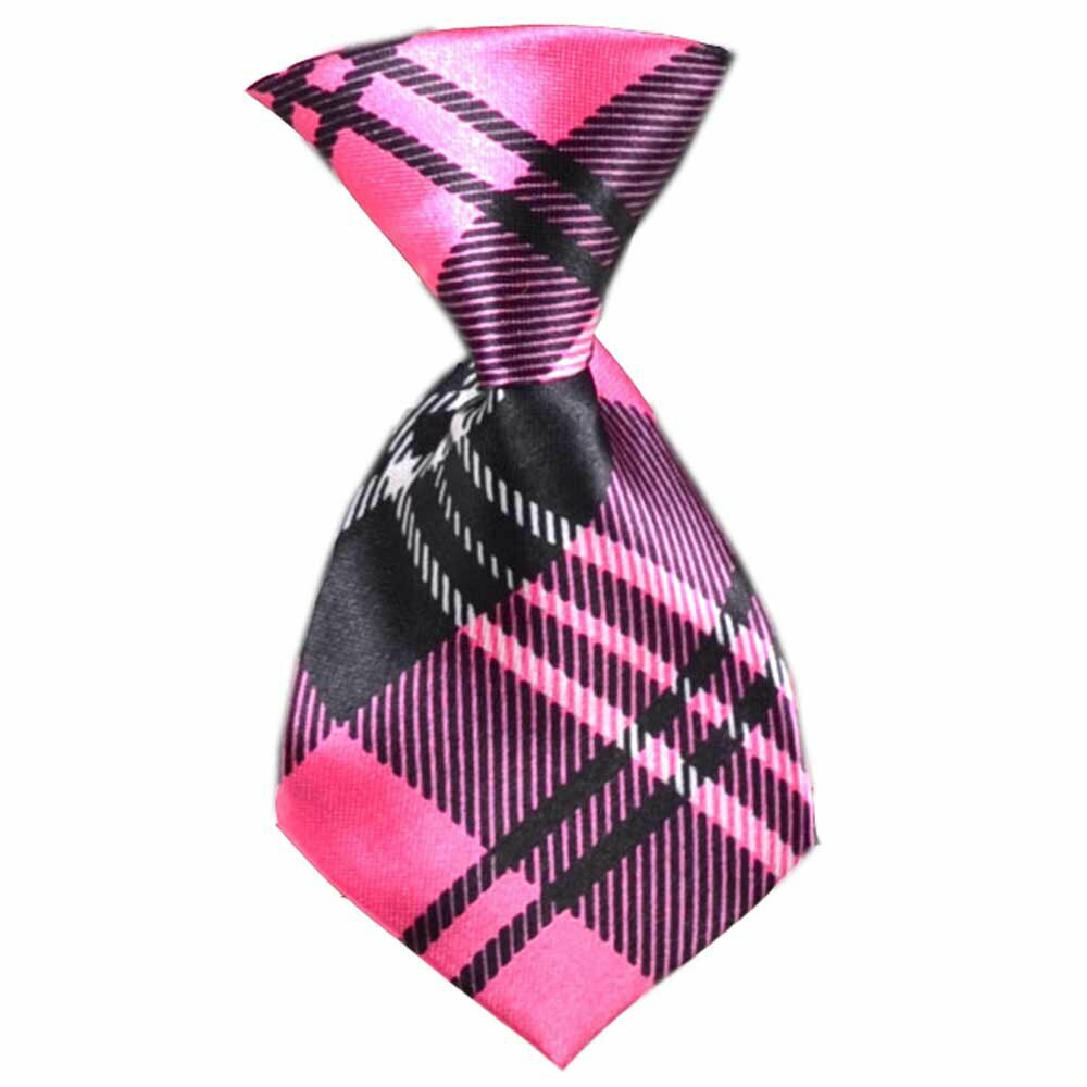 Dog tie pink, black checkered