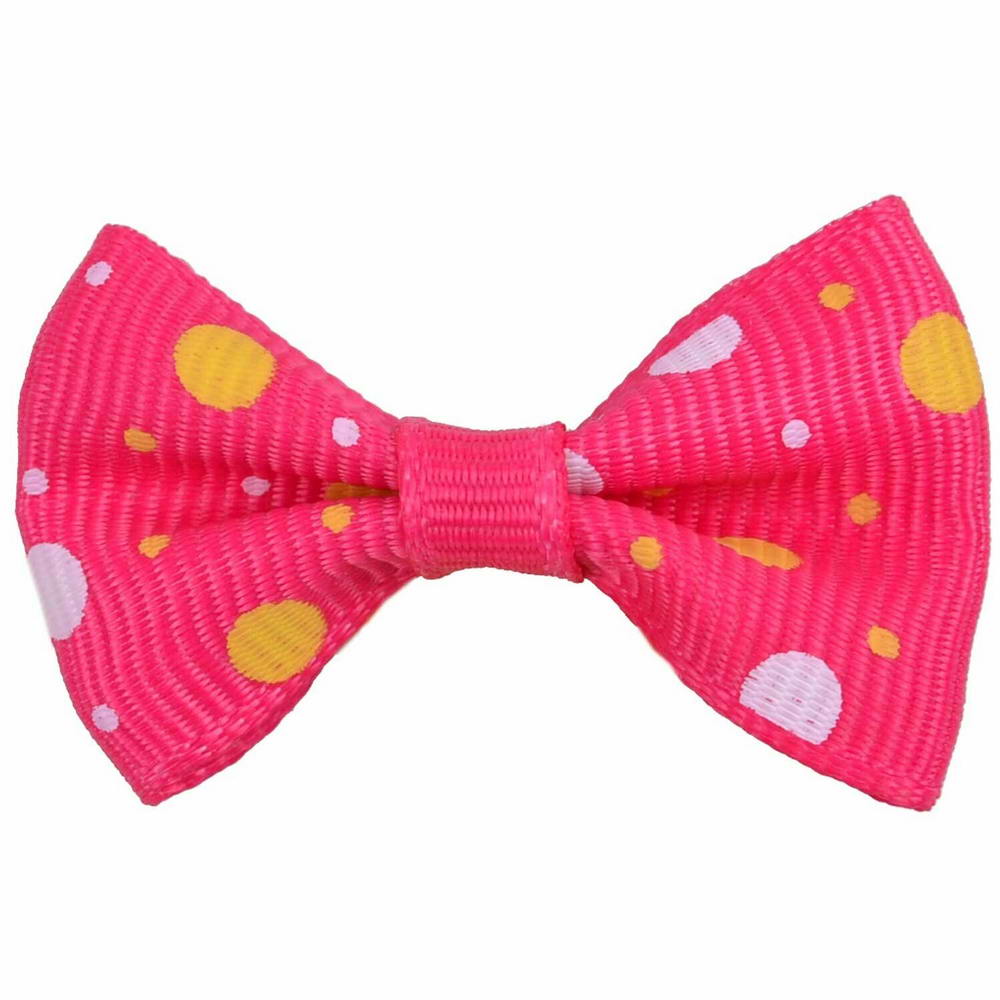 Handmade dog bow pink with polka dots by GogiPet