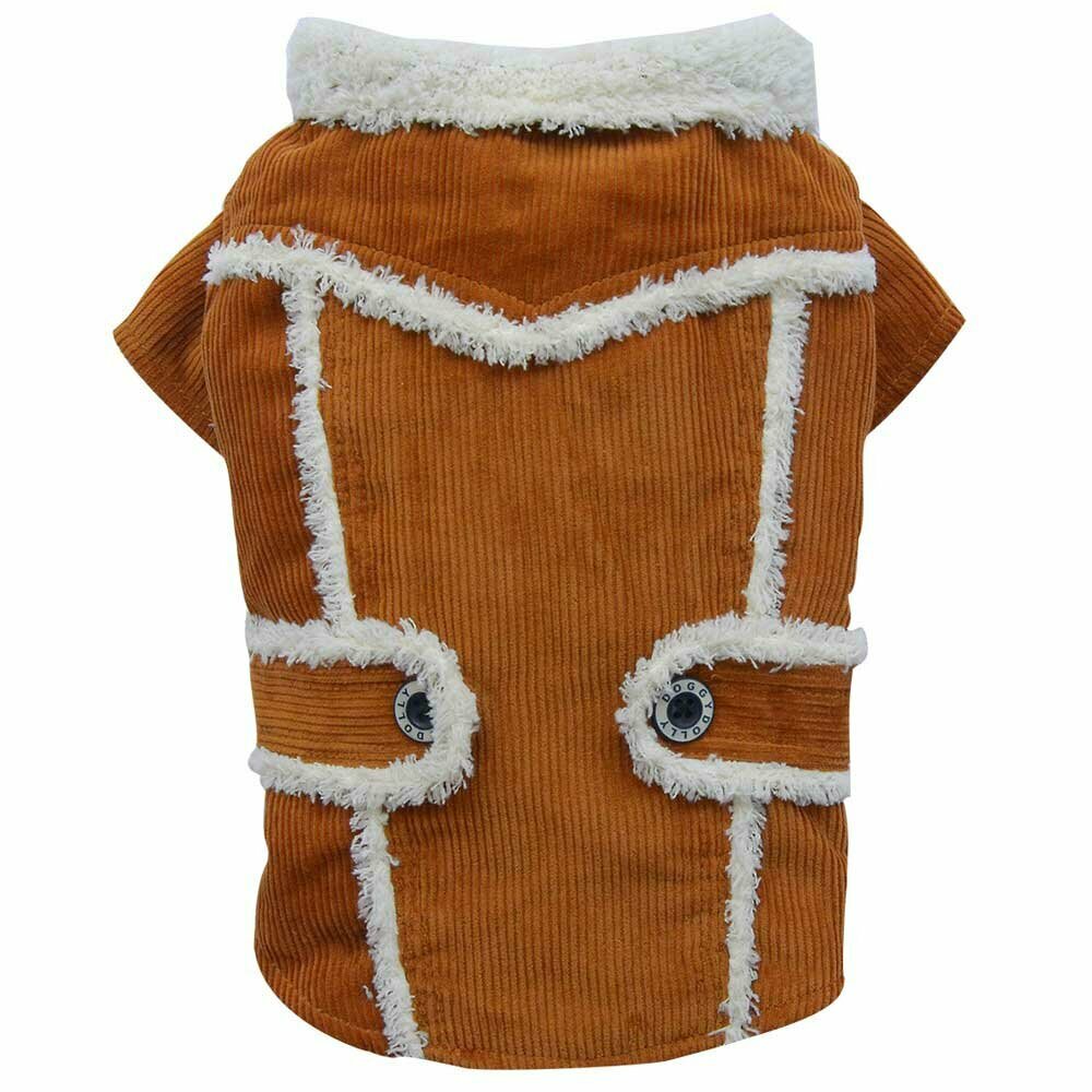 warm dog garment - brown cord trench coat