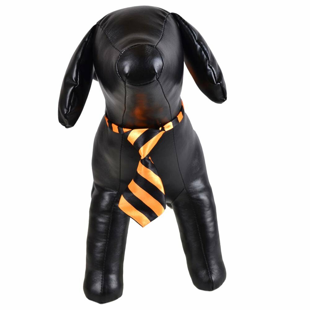 Necktie for dogs orange, black striped