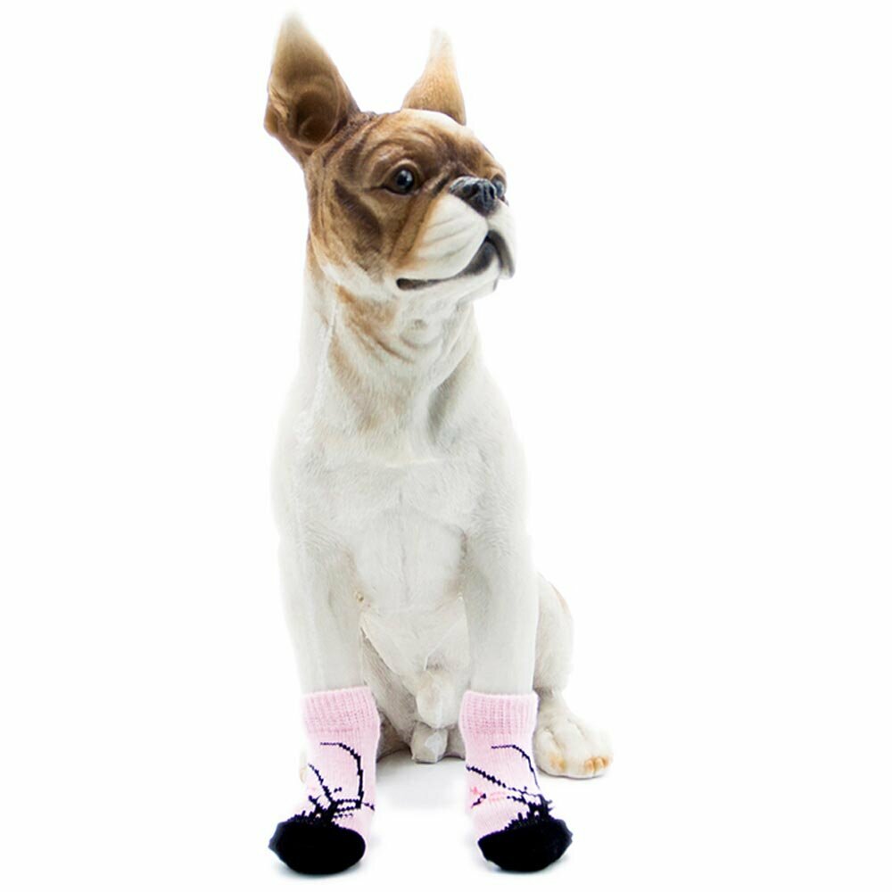 Dog socks pink with lotuss