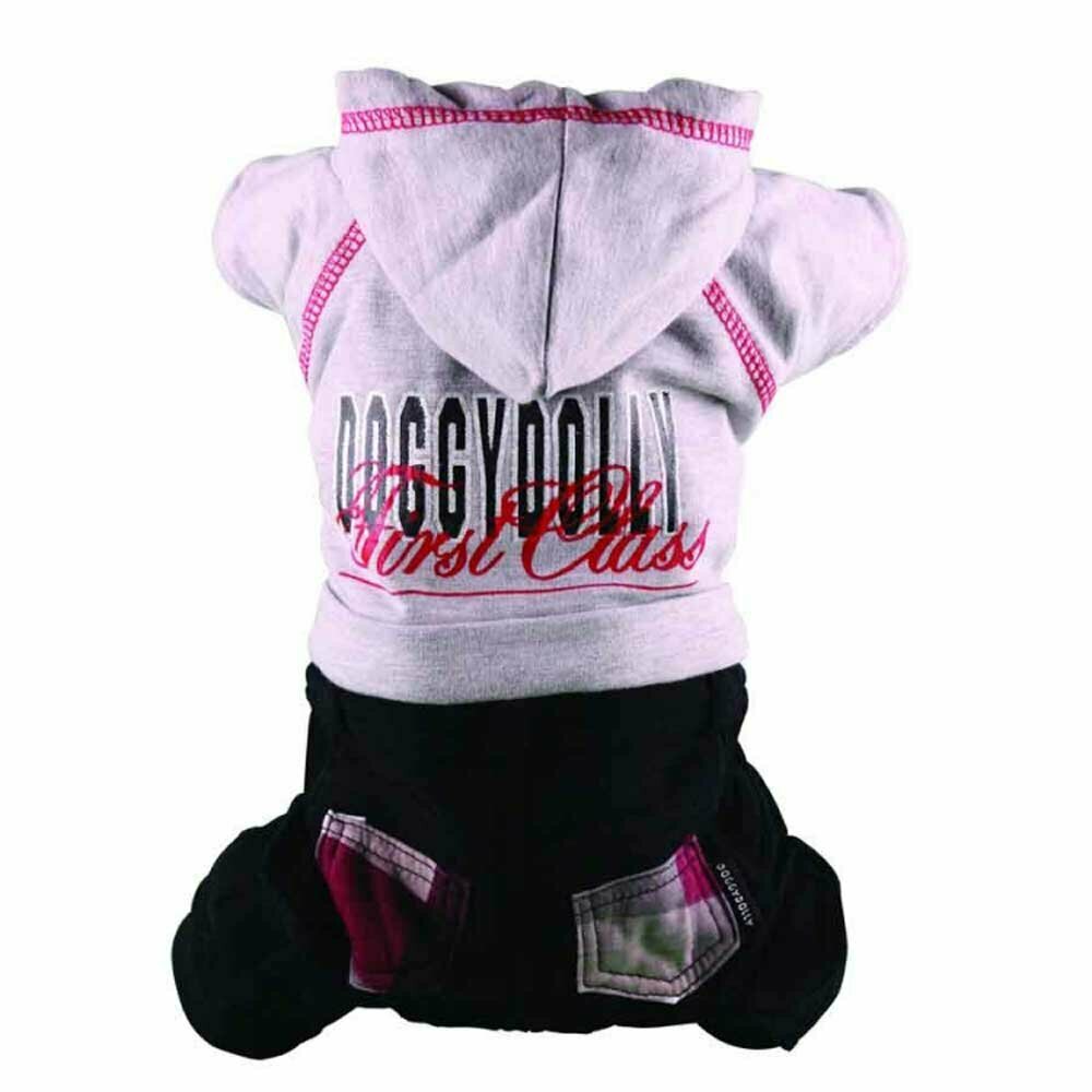 Dog clothes for small dogs - Grey jogger - dog suit by DoggyDolly DRF 020