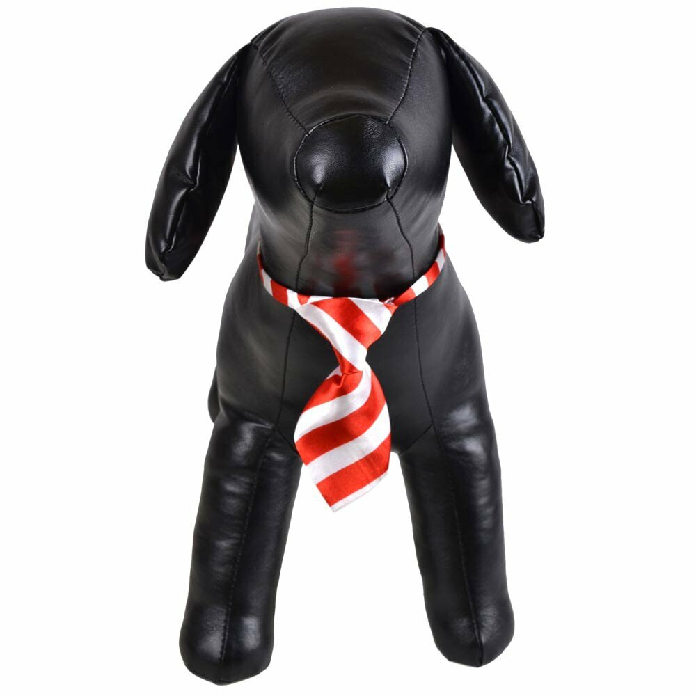 Necktie for dogs red, white striped