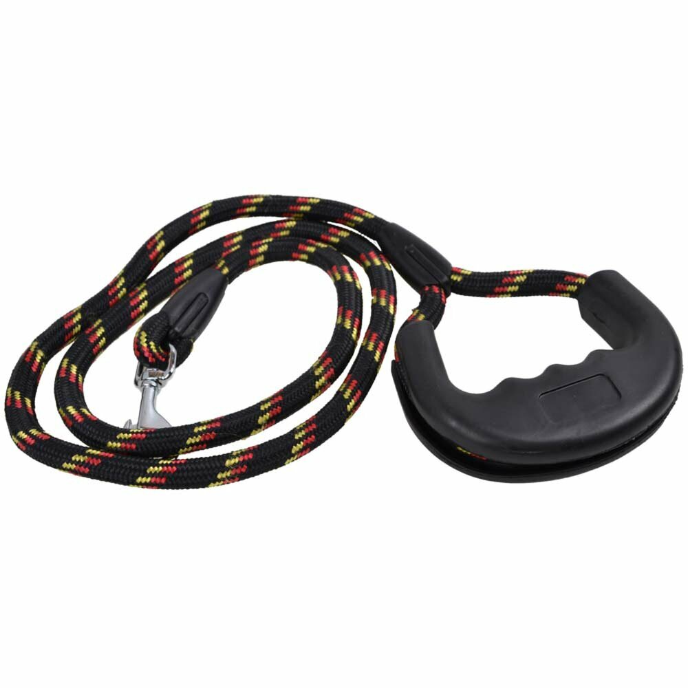 Durable dog leash with rubber grip black
