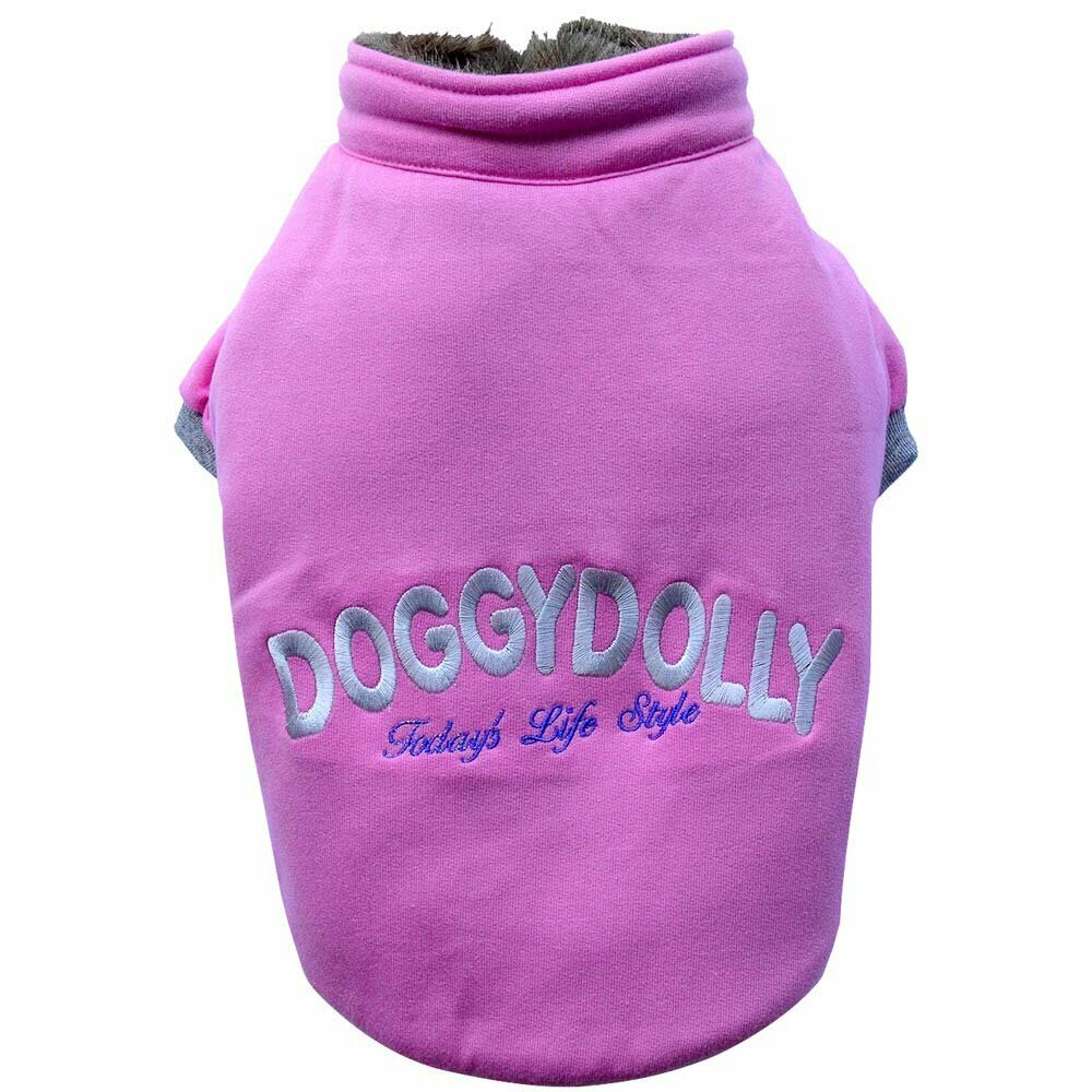 warm dog jacket pink with Zip of DoggyDolly W090