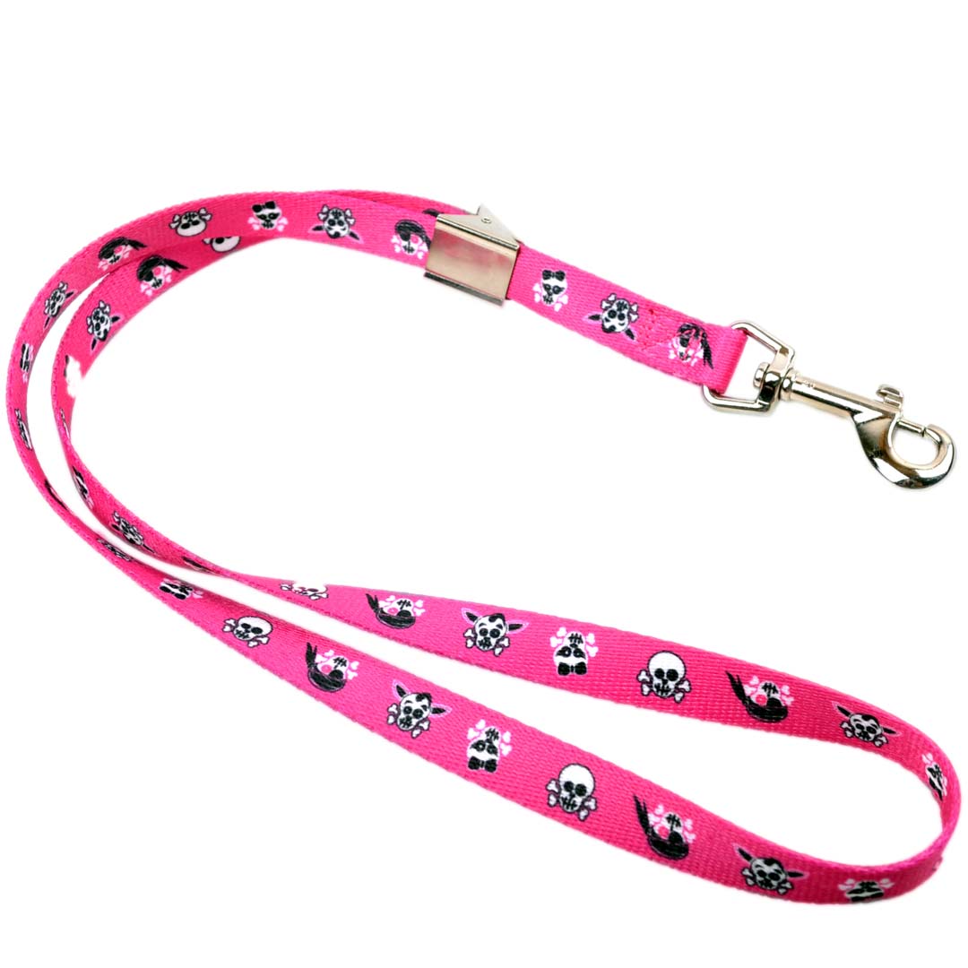 Grooming Table Holding Strap Pink with Skulls