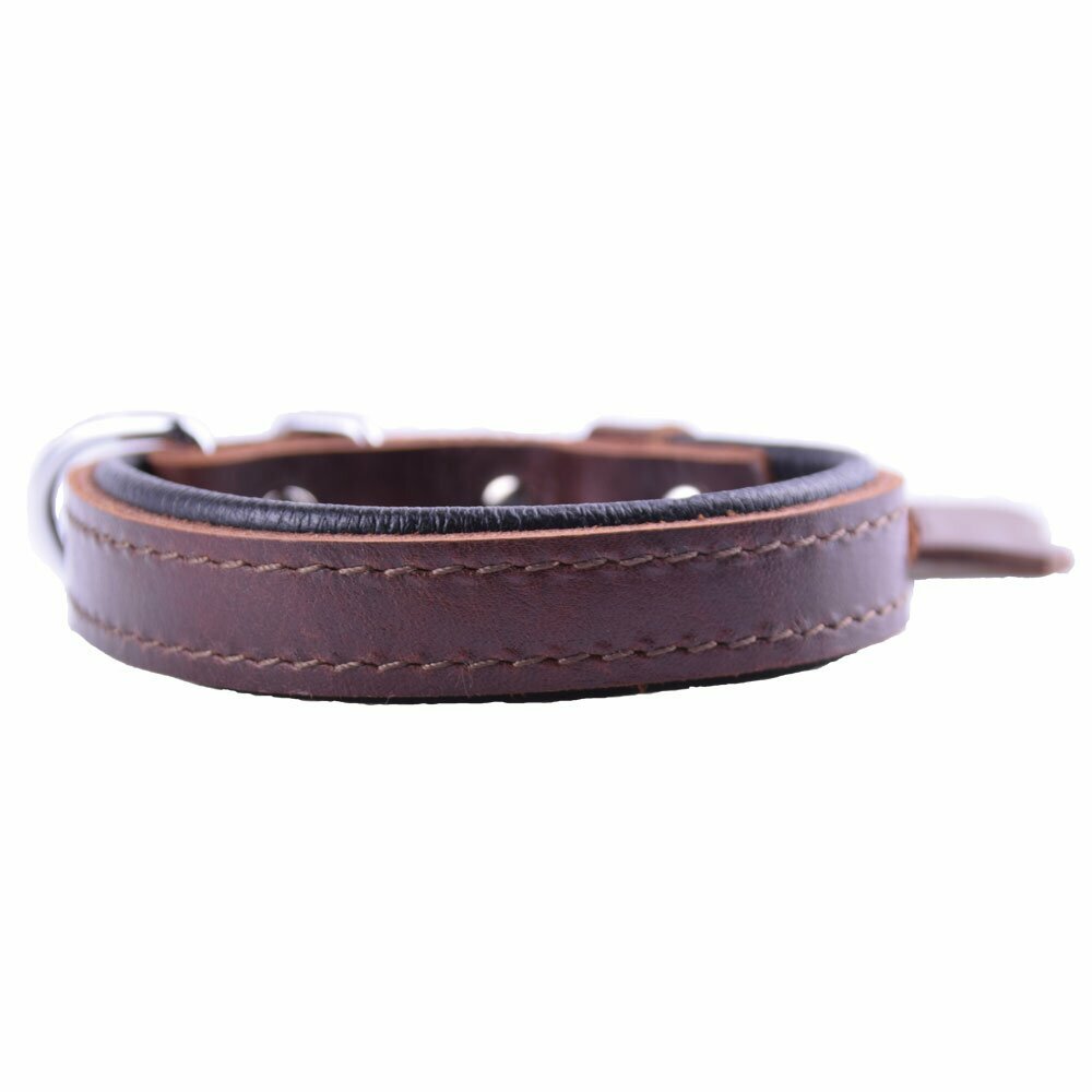 GogiPet® Soft leather dog collar brown