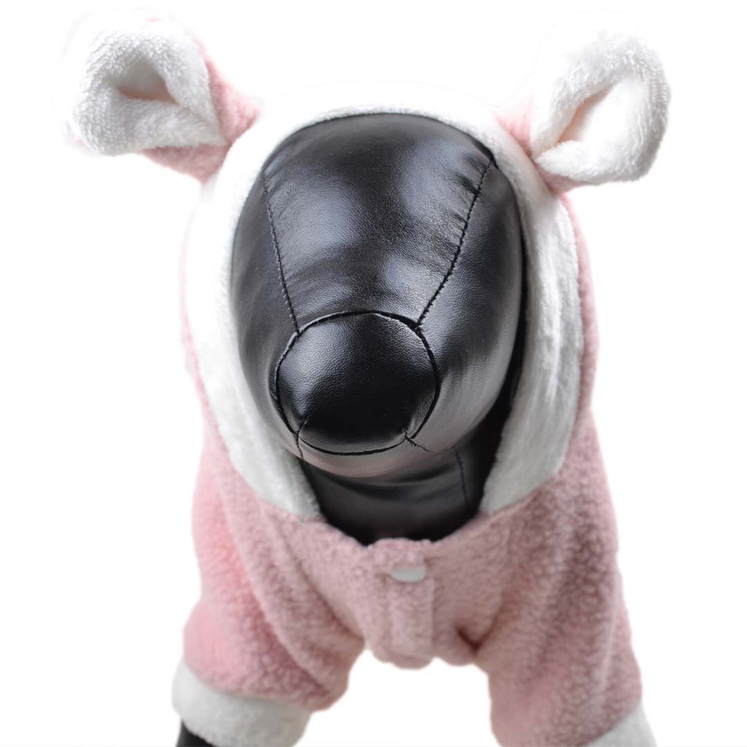 Pink Hooded Dog Jacket with Ears