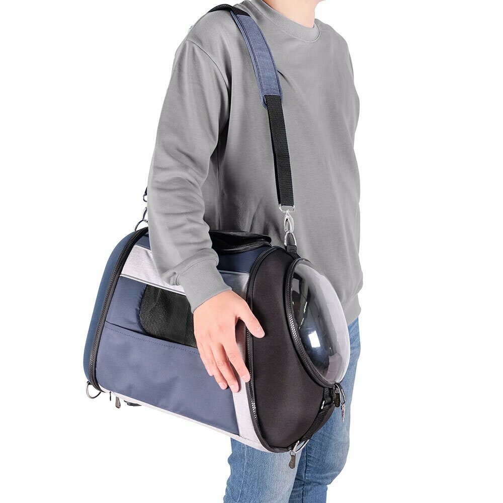 Dog shoulder bag with large viewing window