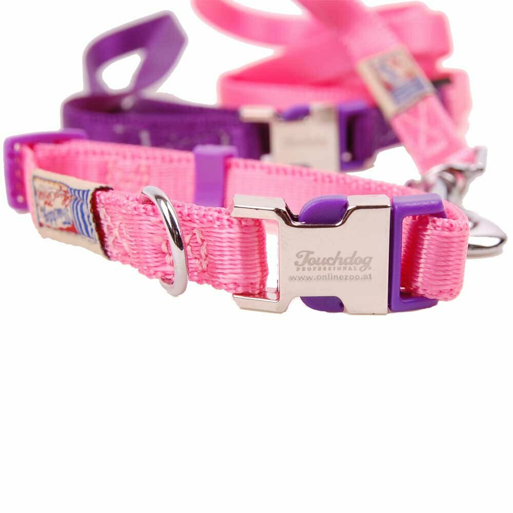Premium dog collar with free dog leash pink M