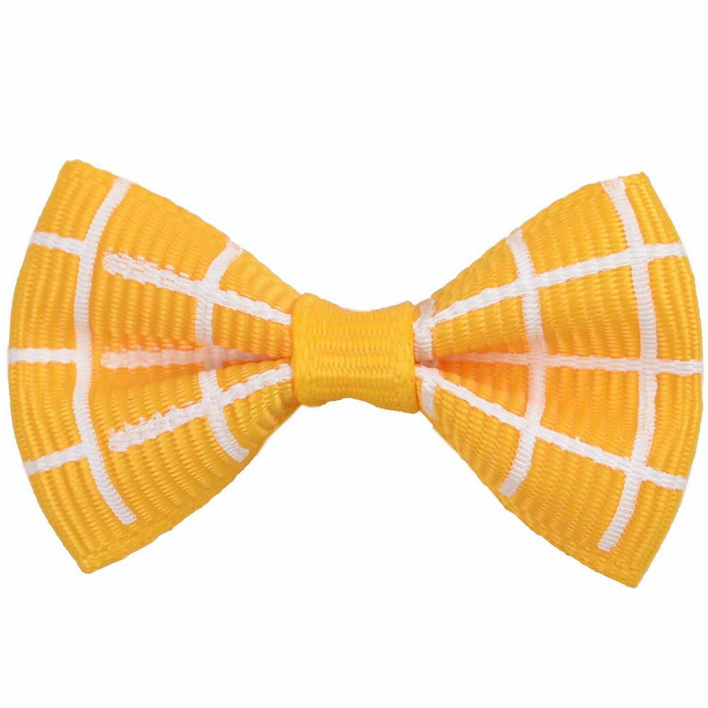 Handmade dog bow sunny yellow checkered by GogiPet