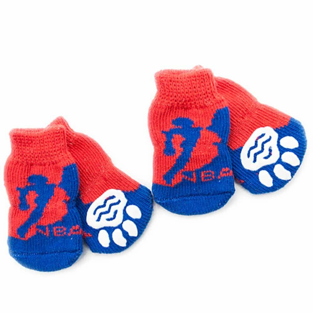 GogiPet dog socks red blue with anti-slip coating
