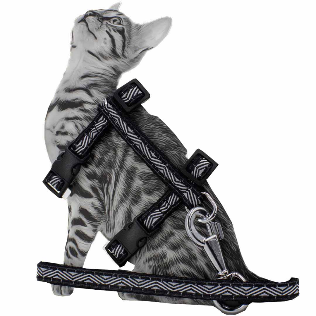 Black GogiPet cat harness with leash