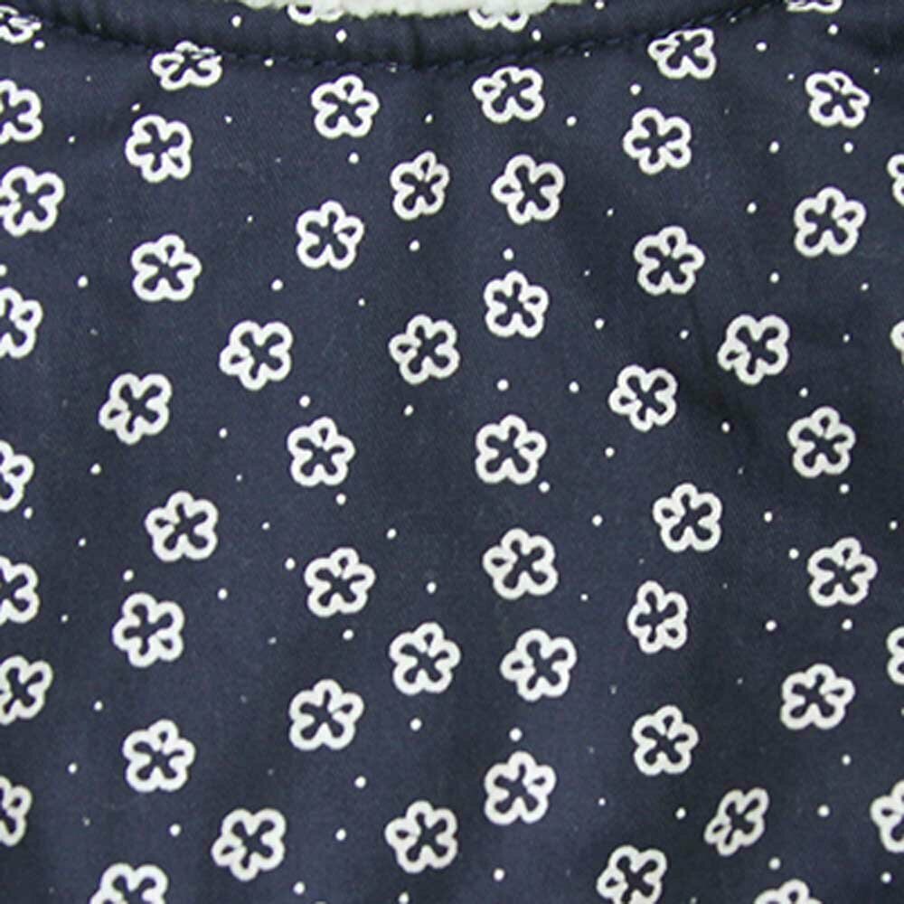 dog coat with floral patterns and polka dots
