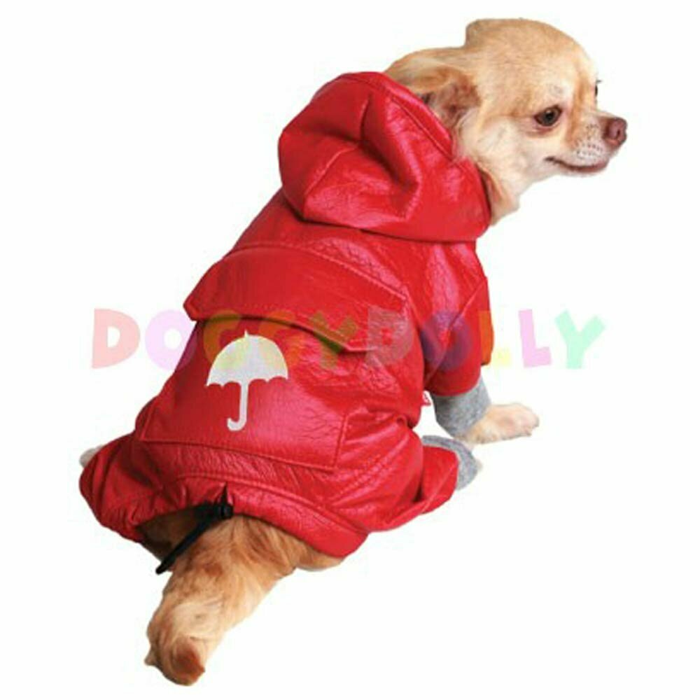Dog raincoat red with light padding