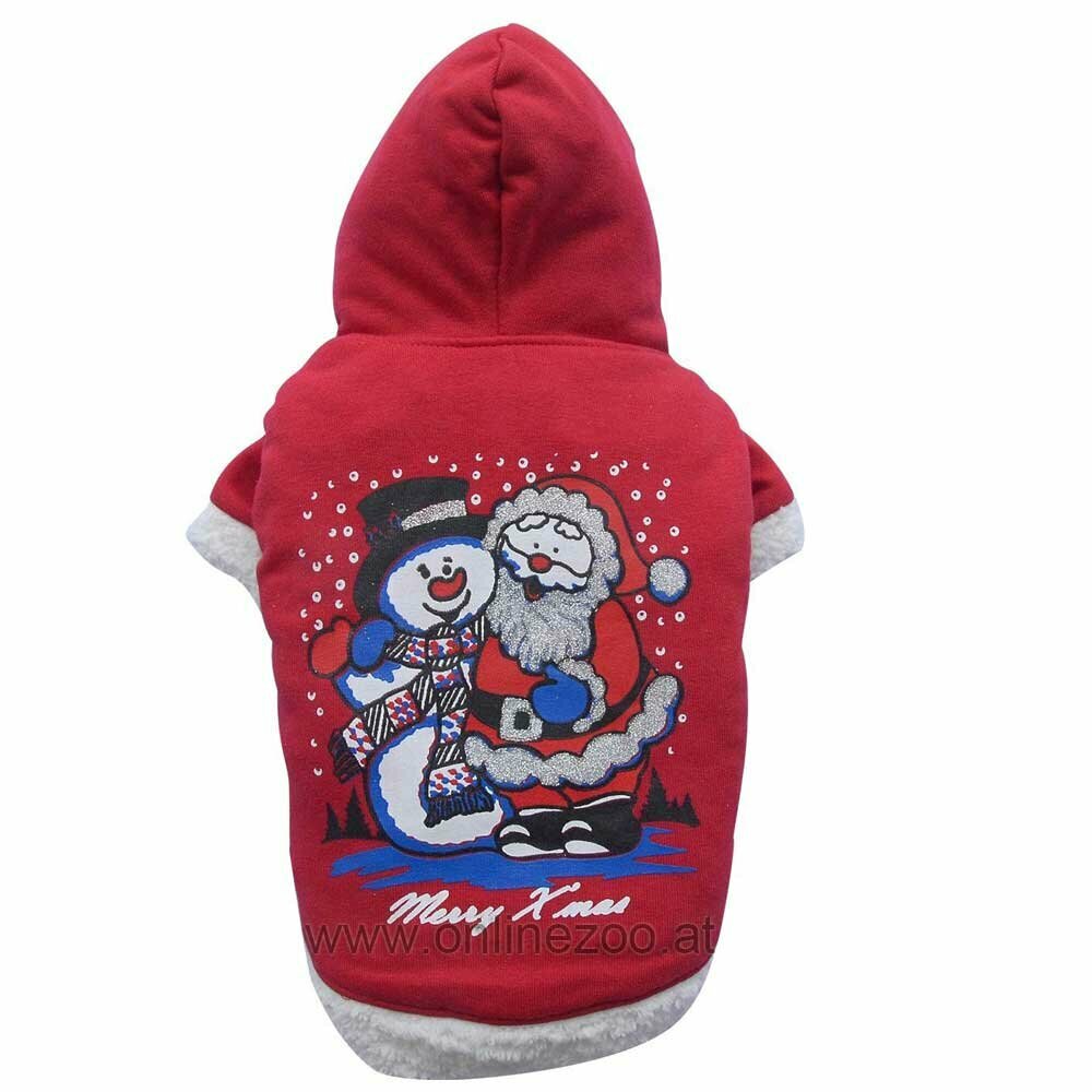 Christmas red jacket with Santa Claus and snowman for dogs of DoggyDolly BD112