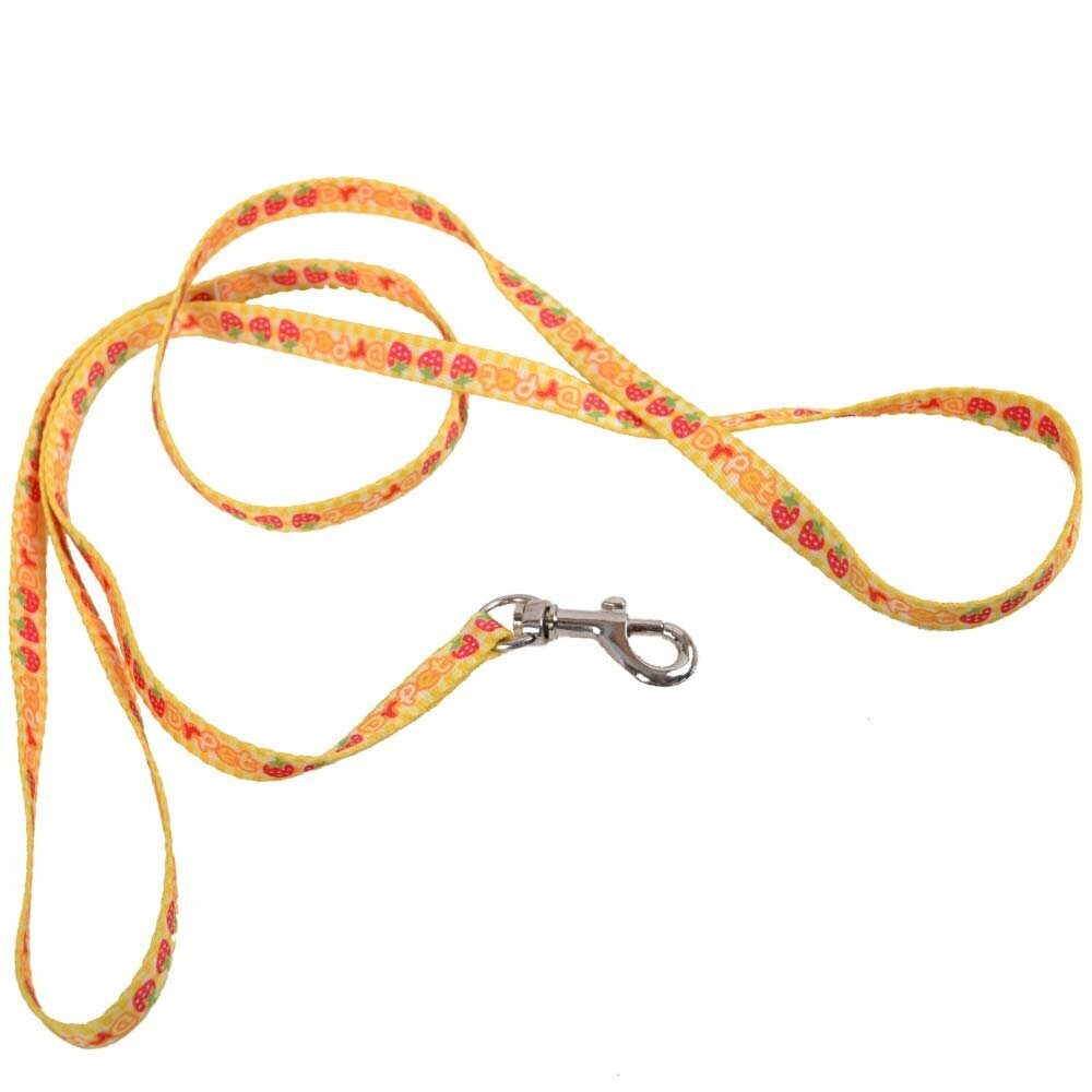 Cheap dog leash yellow with strawberries