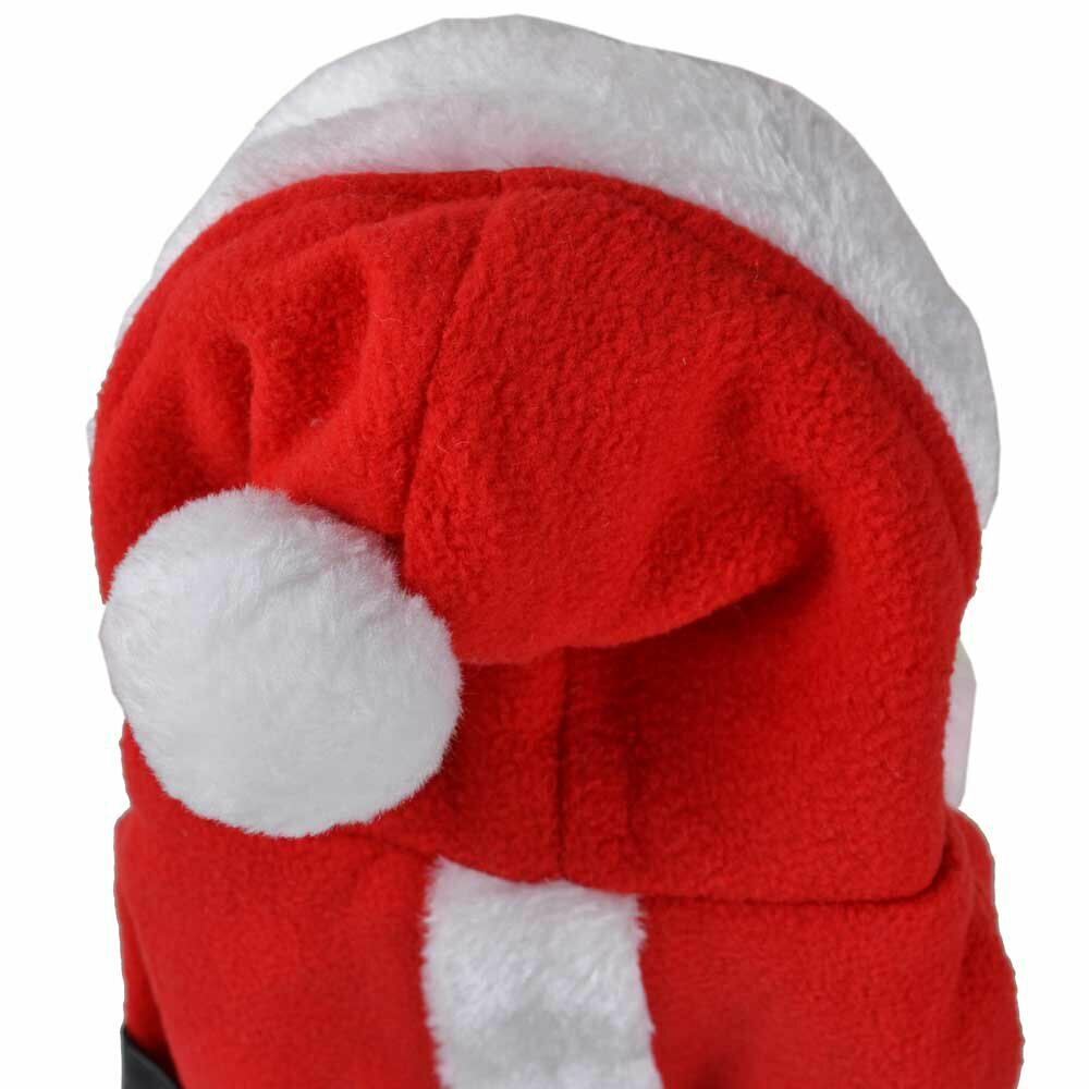 Santa hat for dogs red with white fake fur trim and white fluffy pommel