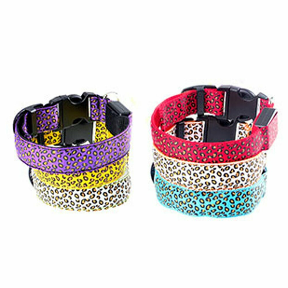 Leopard LED dog collars with flashing light by GogiPet ®
